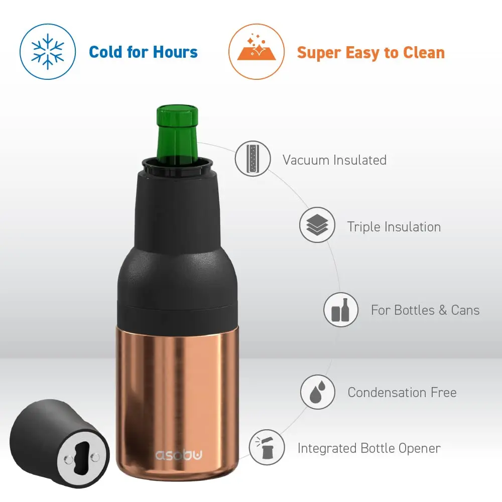 asobu Frosty Beer Holder 2 Go Vacuum Insulated 16oz | Double Walled Stainless Steel, Keeps Beer Cold 12h - view 4