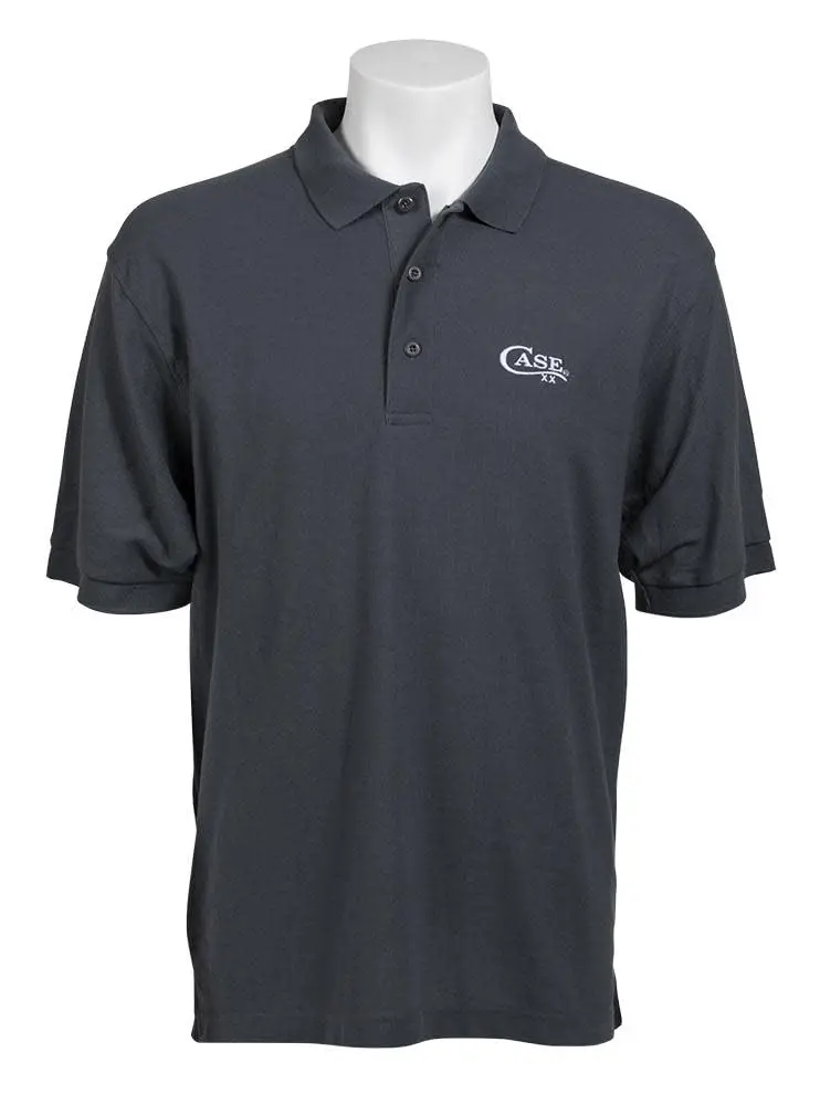 Case Polo Shirt - Gray, Medium | Classic Crew Neck Regular Fit Short Sleeve - main product image