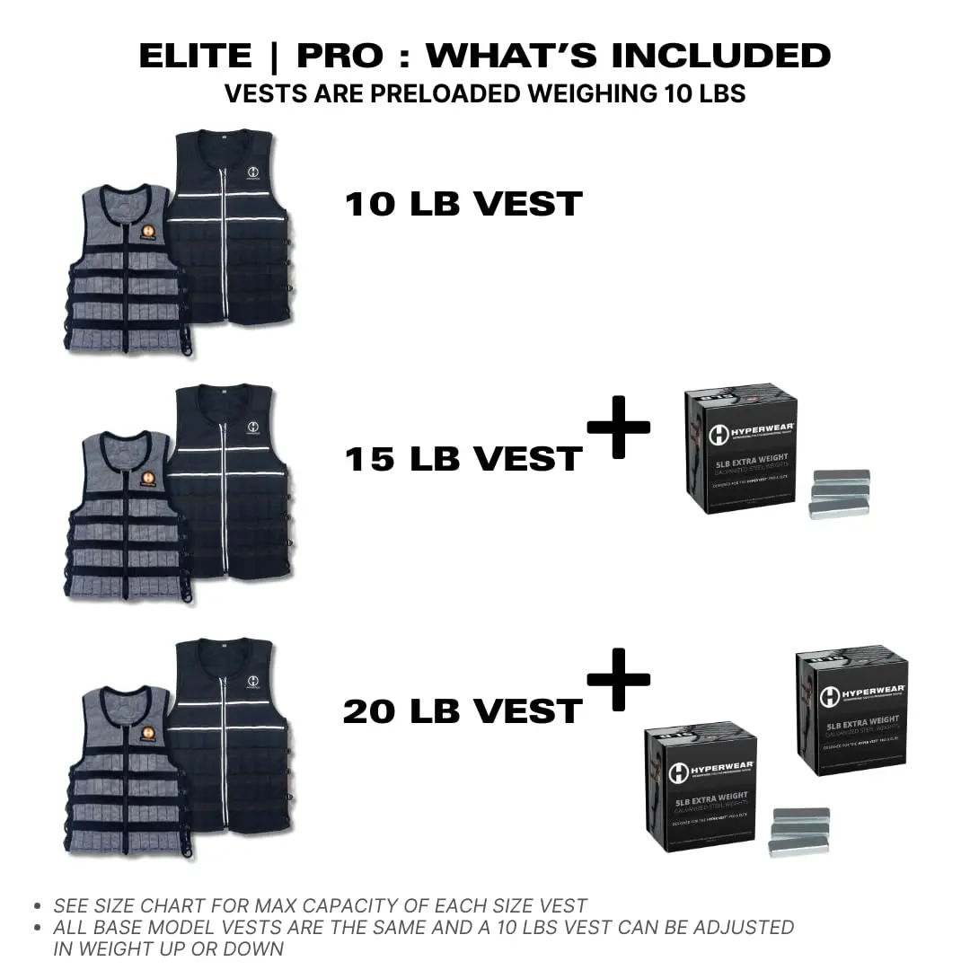 Hyperwear Hyper Vest ELITE Thin Weighted Vest, Black, S, 15 lb | Adjustable USA Steel Weights for Strength & Fitness - view 4