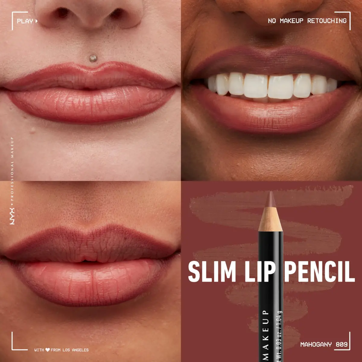 NYX PROFESSIONAL MAKEUP Slim Lip Pencil Mahogany | Creamy Long-Lasting Lip Liner - view 4