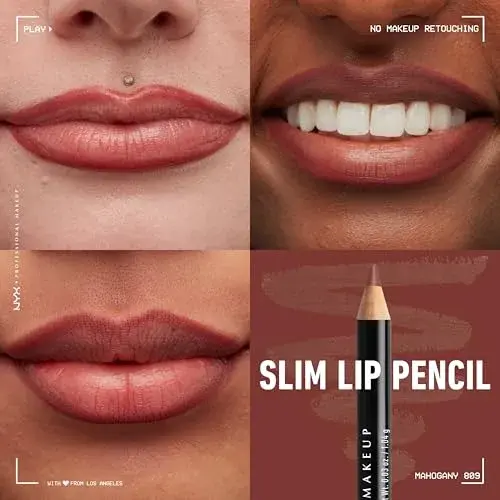 NYX PROFESSIONAL MAKEUP Slim Lip Pencil Mahogany | Creamy Long-Lasting Lip Liner - view 4