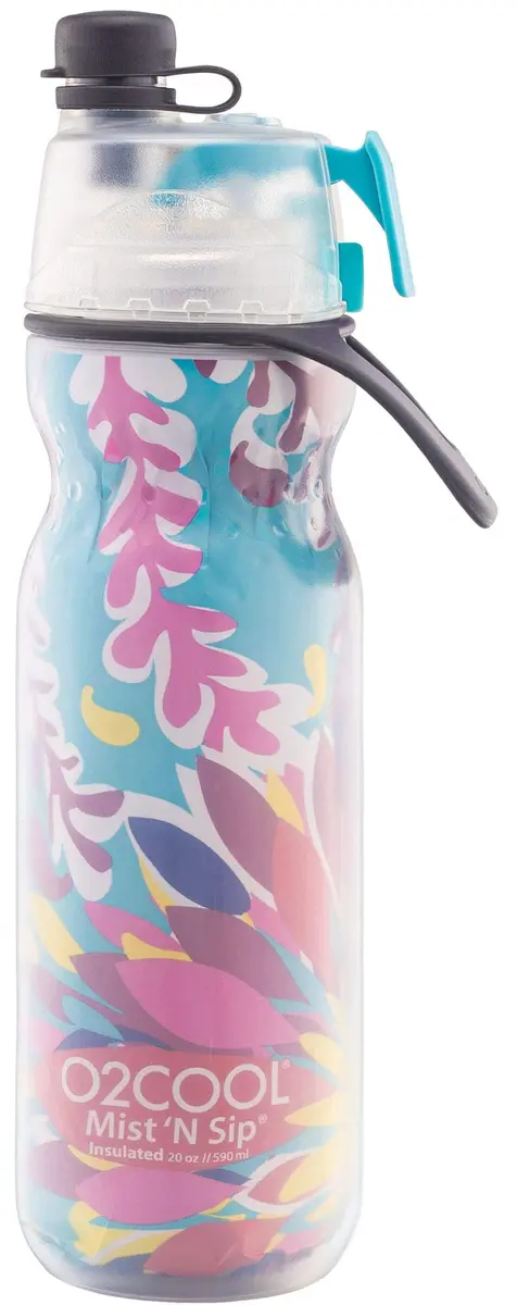 O2COOL Mist N Sip 20 oz (591 ml) Misting Sports Water Bottle Tropical | Insulated Double-Wall Design - view 2