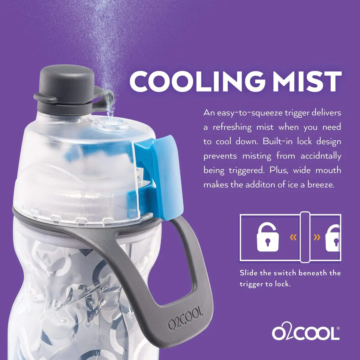 O2COOL Mist N Sip 20 oz (591 ml) Misting Sports Water Bottle Tropical | Insulated Double-Wall Design - view 4