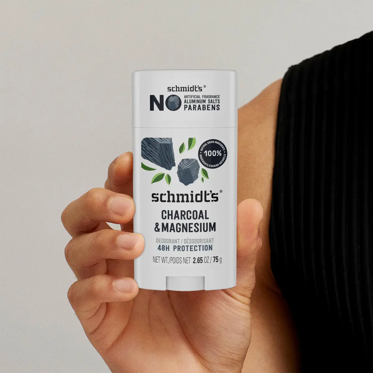 Schmidt's Vegan Deodorant Charcoal & Magnesium Stick 75g (2.65 oz) | 24-Hour Odor Protection - view 7