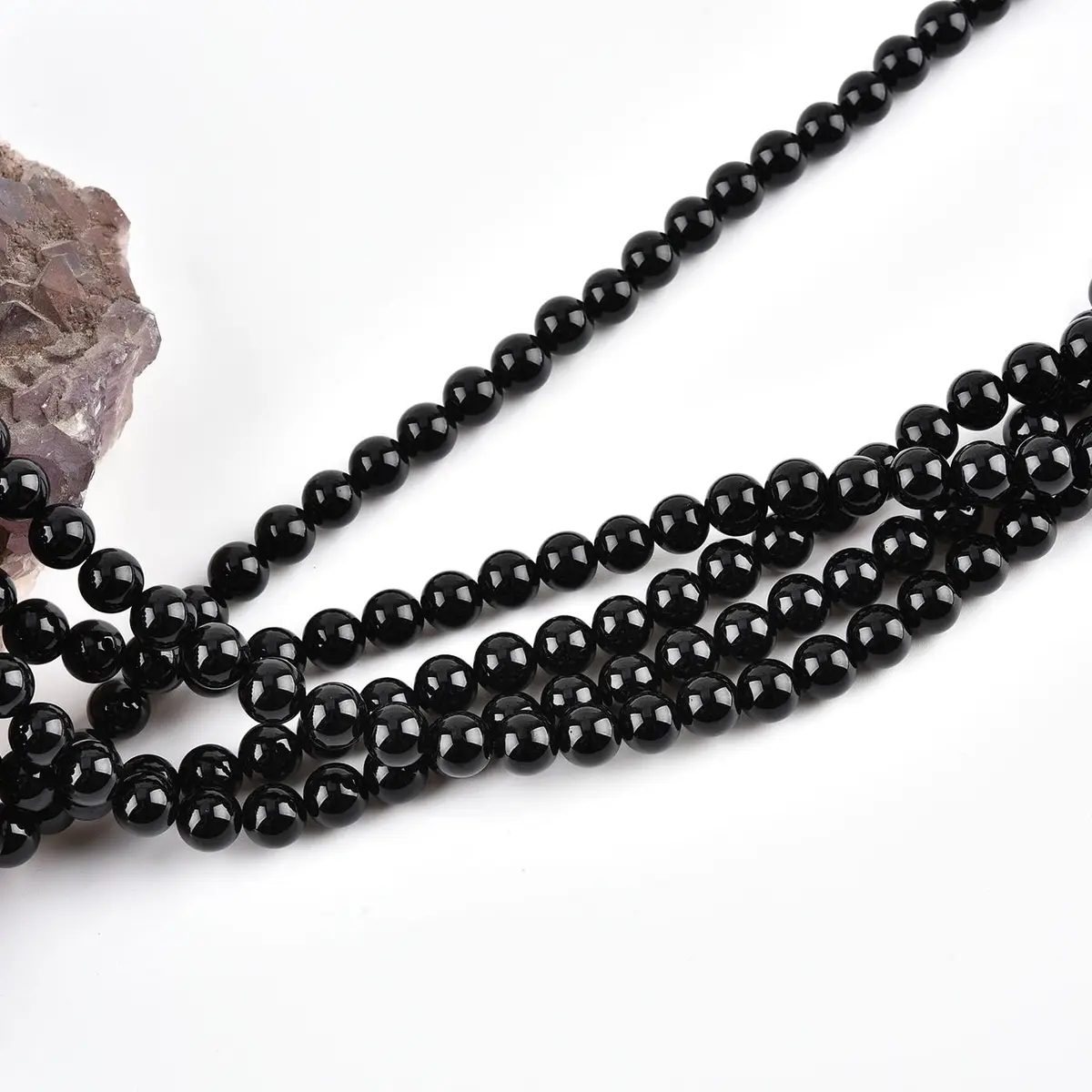 LIFAVOVY 4mm Natural Black Onyx Beads | Genuine Semi-Precious Jewelry Material for Jewelry Making & Crafts - view 4