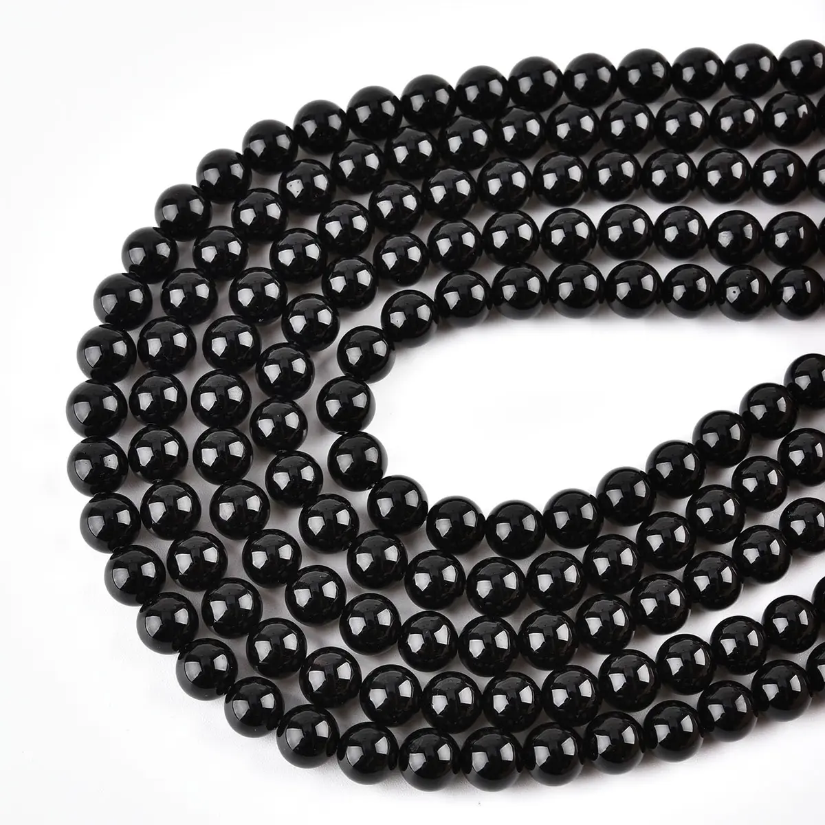 LIFAVOVY 4mm Natural Black Onyx Beads | Genuine Semi-Precious Jewelry Material for Jewelry Making & Crafts - view 2