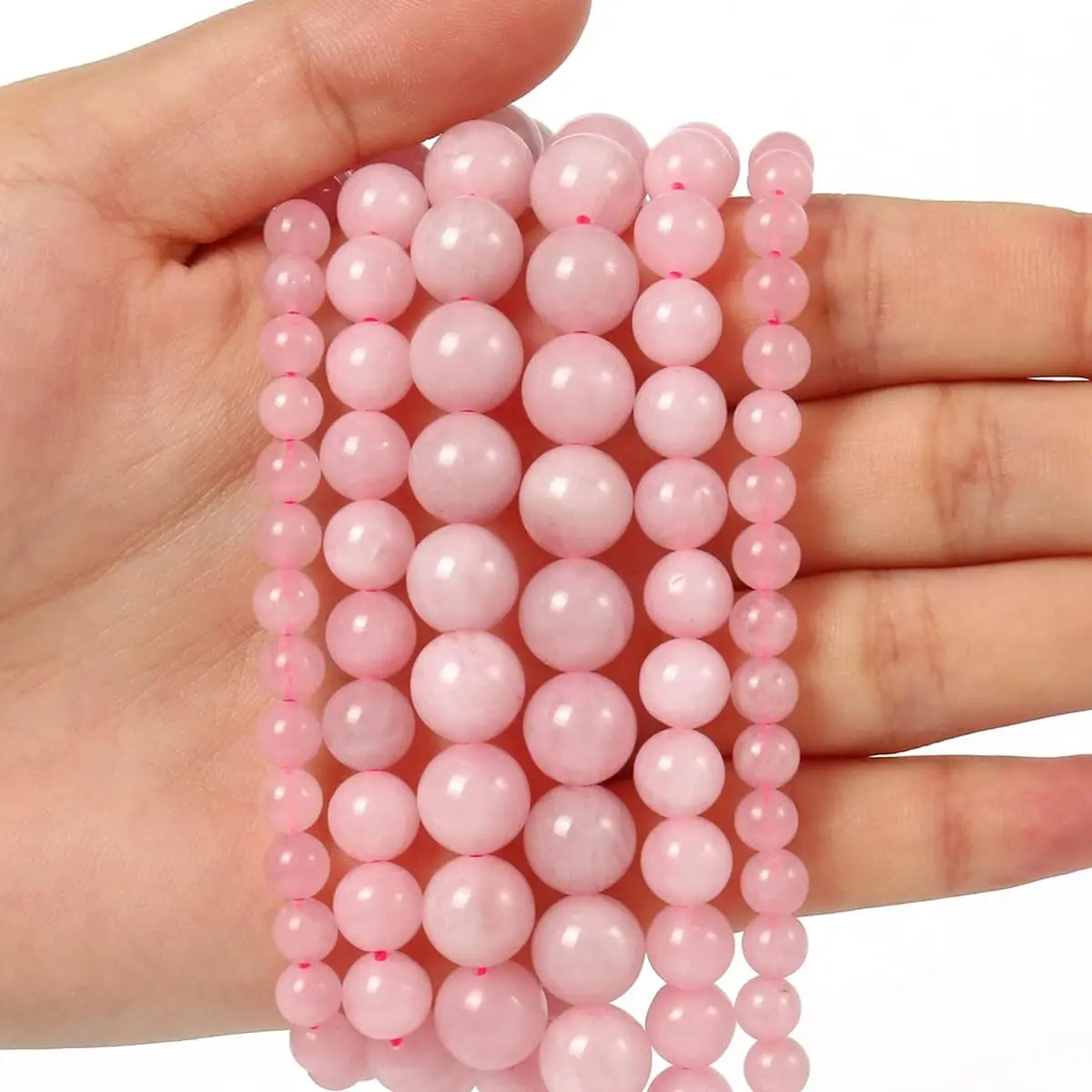 LIFAVOVY 6mm Natural Rose Quartz Beads | Round Gemstone Jewelry Loose Beads (60-62pcs/strand) - main product image