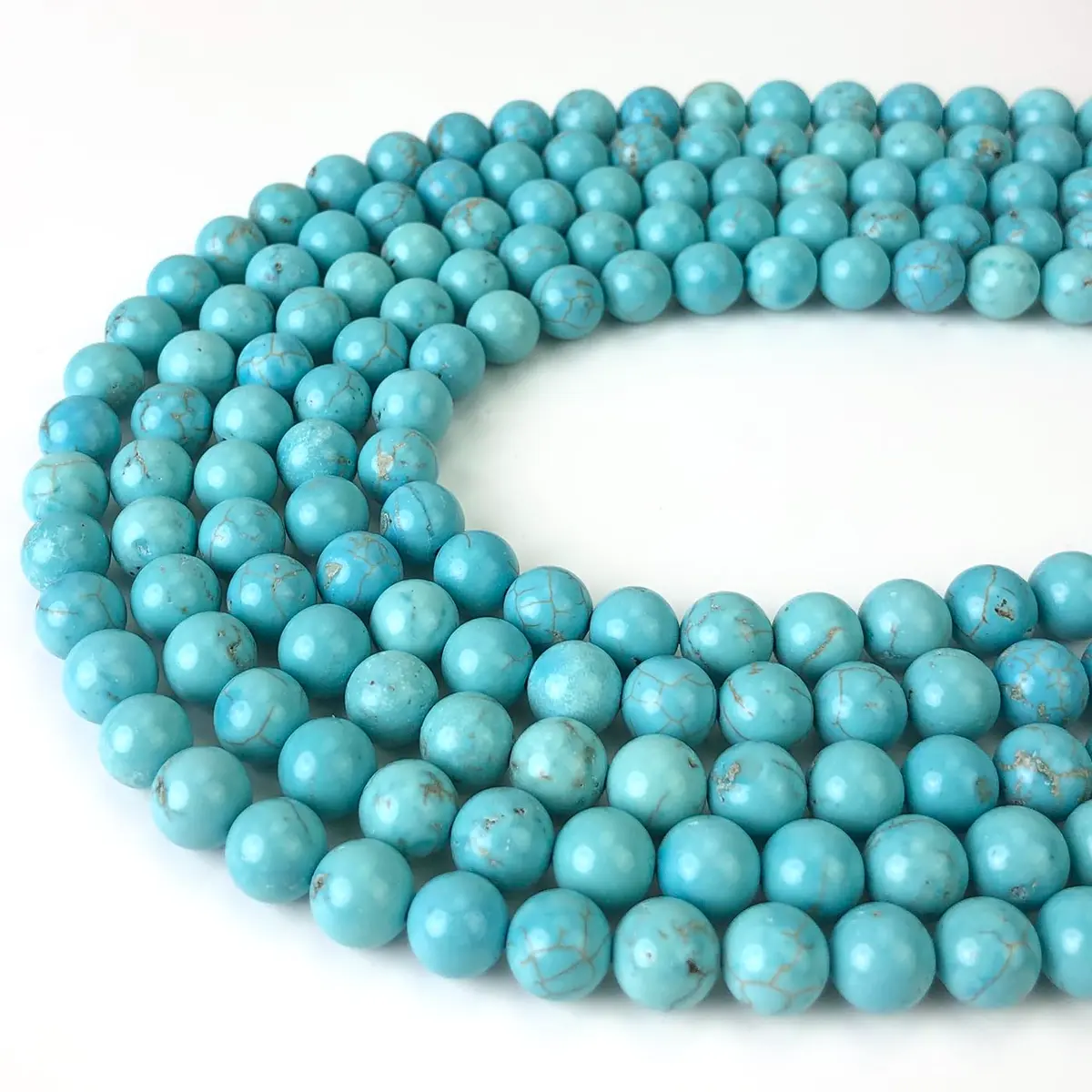 LIFAVOVY 6mm Blue Turquoise Beads Round Gemstone for Jewelry Making (60-64pcs/strand) | Natural Healing & Crafting - view 3