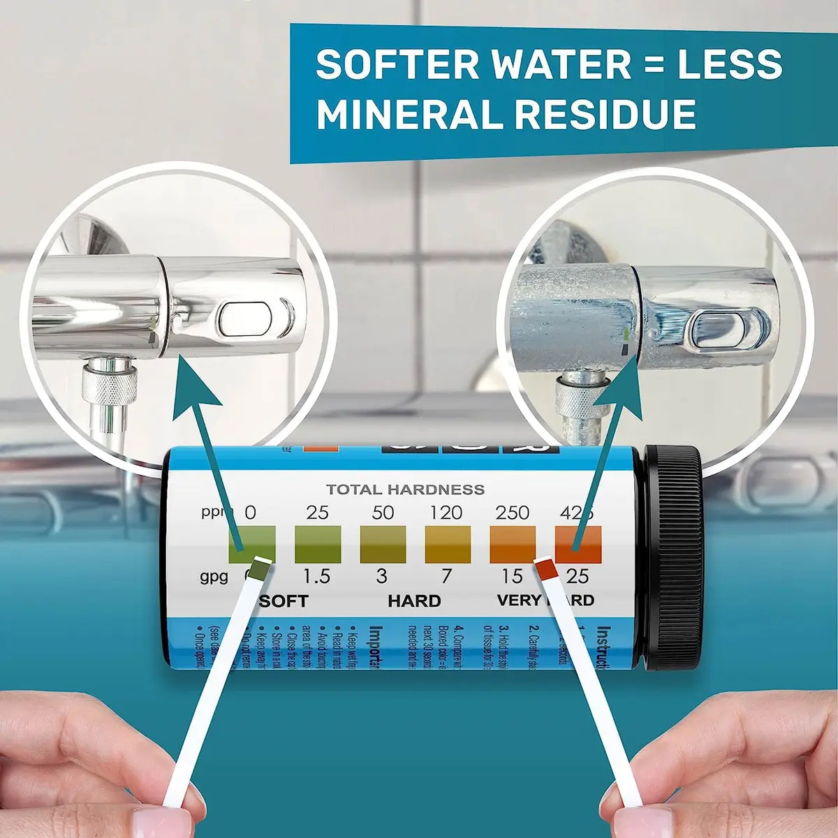 JNW Direct Water Hardness Test Strips 150 Count | Test Tap, Well, Softened Water - view 5
