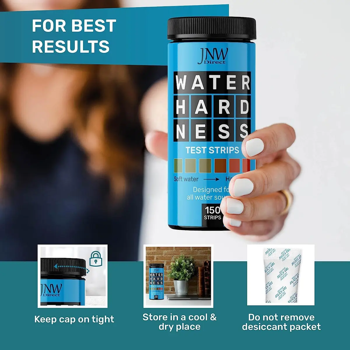 JNW Direct Water Hardness Test Strips 150 Count | Test Tap, Well, Softened Water - view 6
