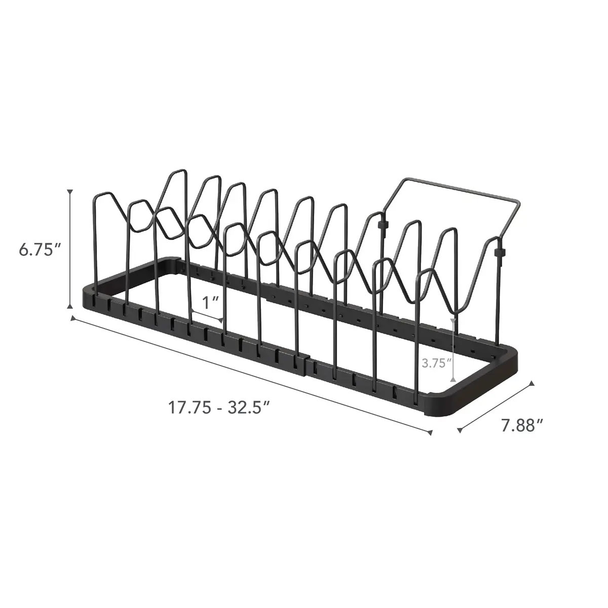 YAMAZAKI Adjustable Lid & Pan Organizer | Modern Steel Kitchen Storage Shelf Rack in Black - view 8
