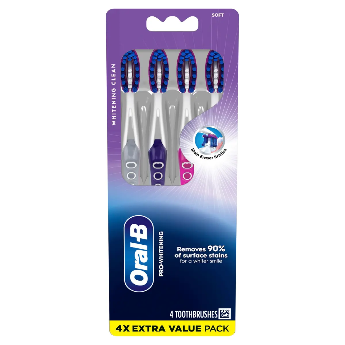 Oral-B 3D White Deep Stain Remover Toothbrushes, 4 Count Soft | Removes 90% of Surface Stains - view 6