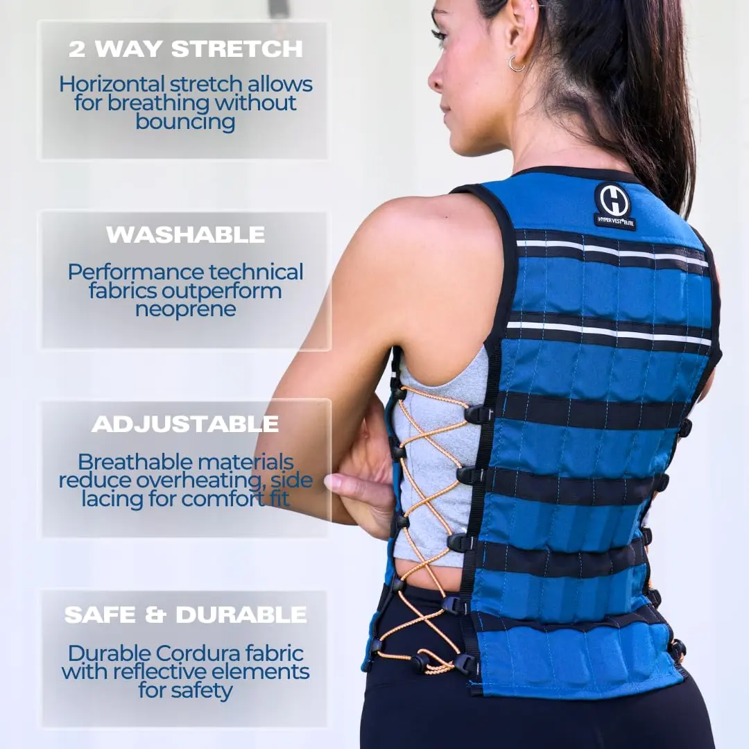 Hyperwear Hyper Vest ELITE Thin Weighted Vest, Black, M, 20 lb | Comfortable, Adjustable, USA Steel Weights - view 3