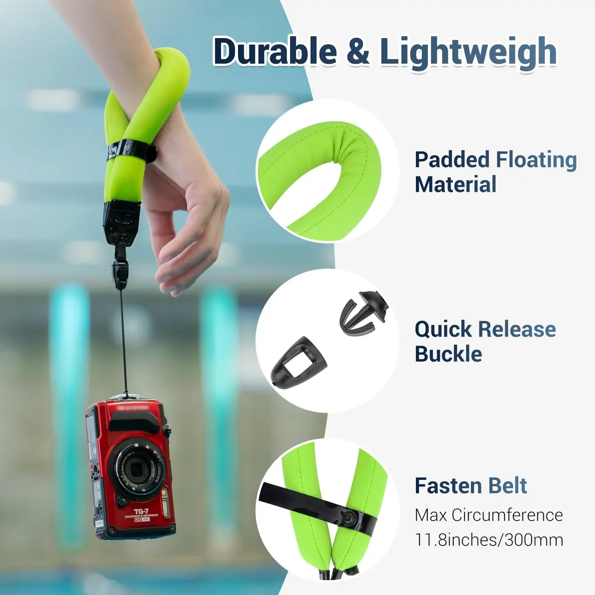 JJC Waterproof Floating Camera Wrist Strap Red | Keeps Gear Afloat & Visible, Adjustable, Quick-Release - view 4