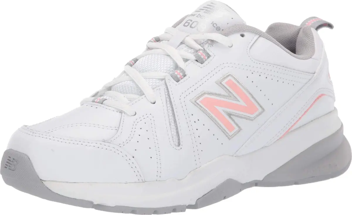 New Balance Women's 608 V5 Casual Comfort Cross Trainer, White/Pink, Size 5 | Supportive & Cushioned for All-Day Wear - main product image