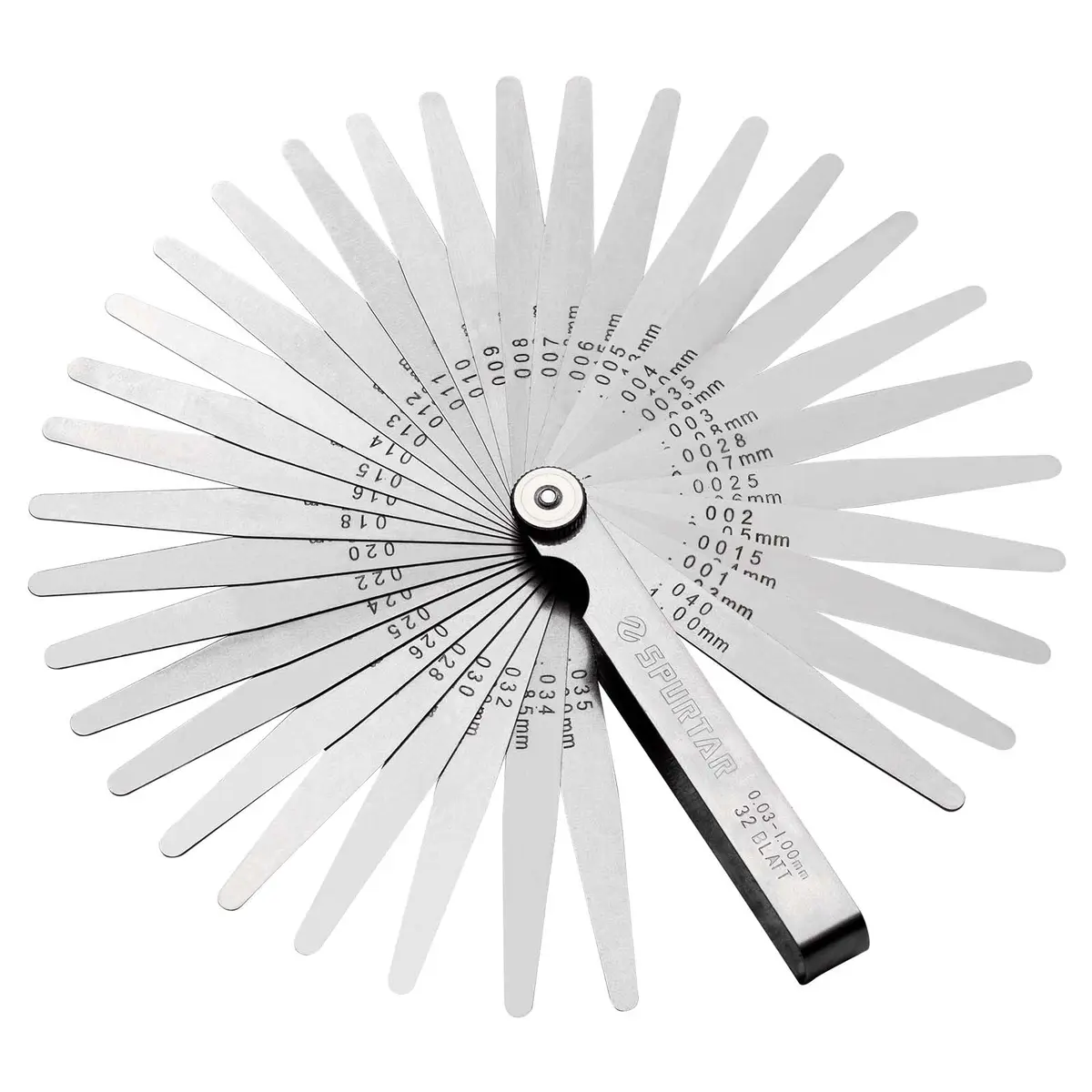 Spurtar Feeler Gauges 0.001-0.04" (0.03-1.00mm) 32 Blades Tapered - main product image