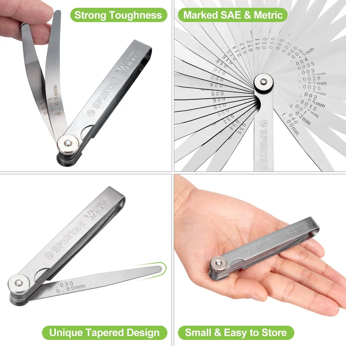 Spurtar Feeler Gauges 0.001-0.04" (0.03-1.00mm) 32 Blades Tapered - view 3