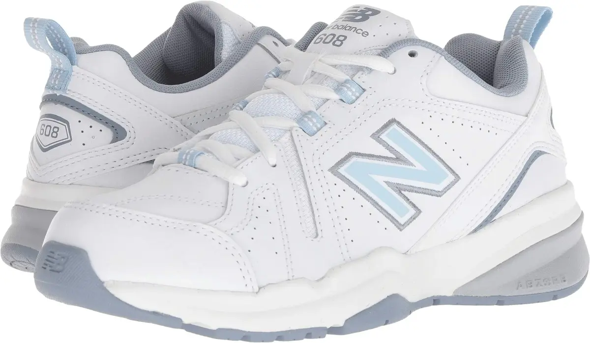 New Balance Women's 608 V5 Casual Comfort Cross Trainer, White/Light Blue, 6.5 | Supportive & Durable - view 5