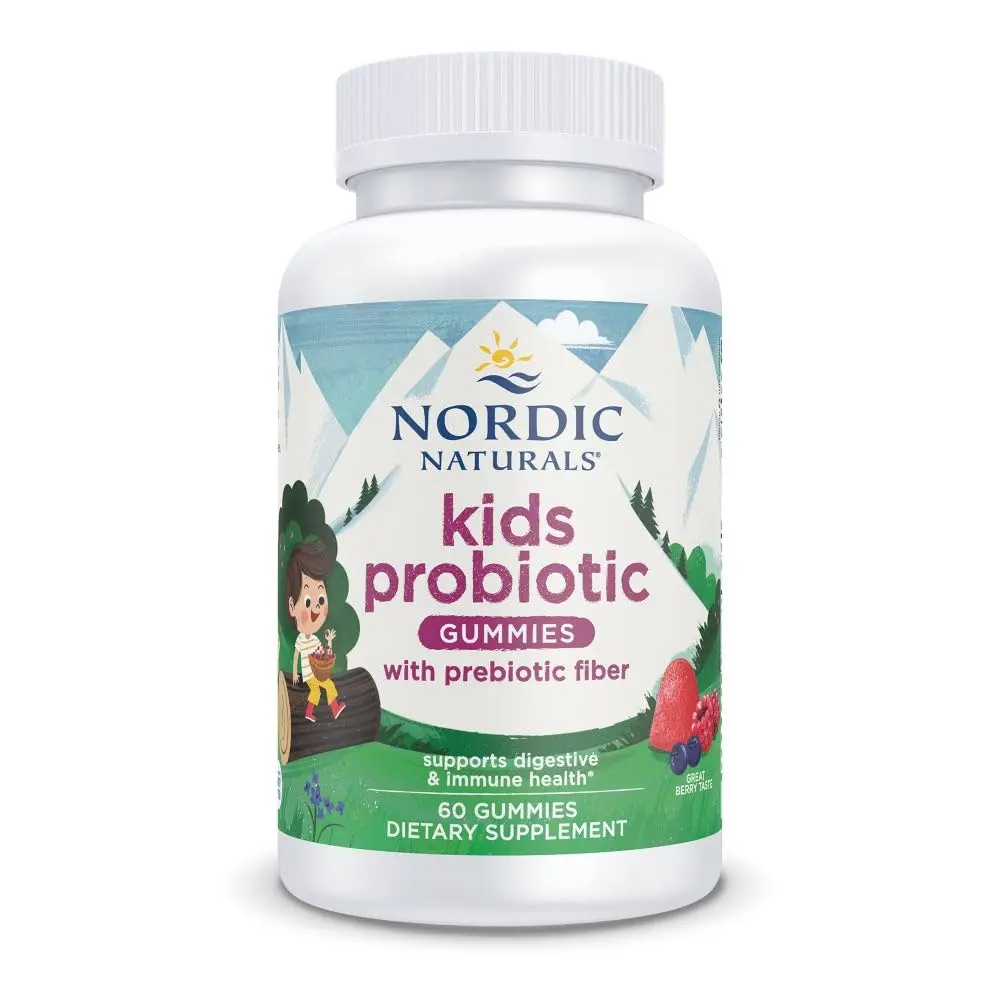 Nordic Naturals Kids Nordic Flora Probiotic Gummies, 60 Count | 1.5B CFU & Prebiotic Fiber for Digestive Balance - main product image