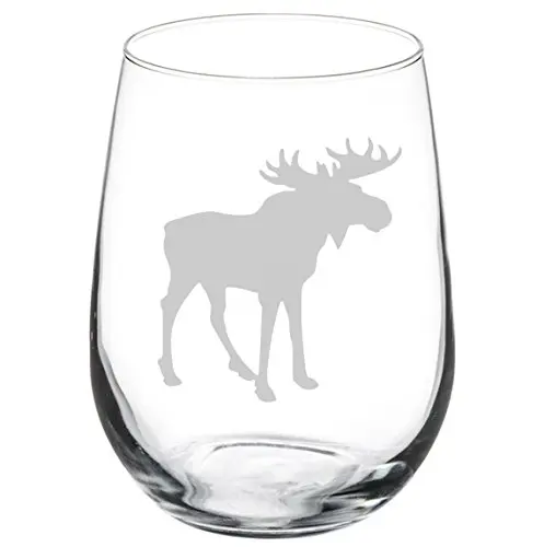 MIP Wine Glass Goblet Moose 17 oz Stemless | Real Glass Drinkware for Home & Entertaining - main product image