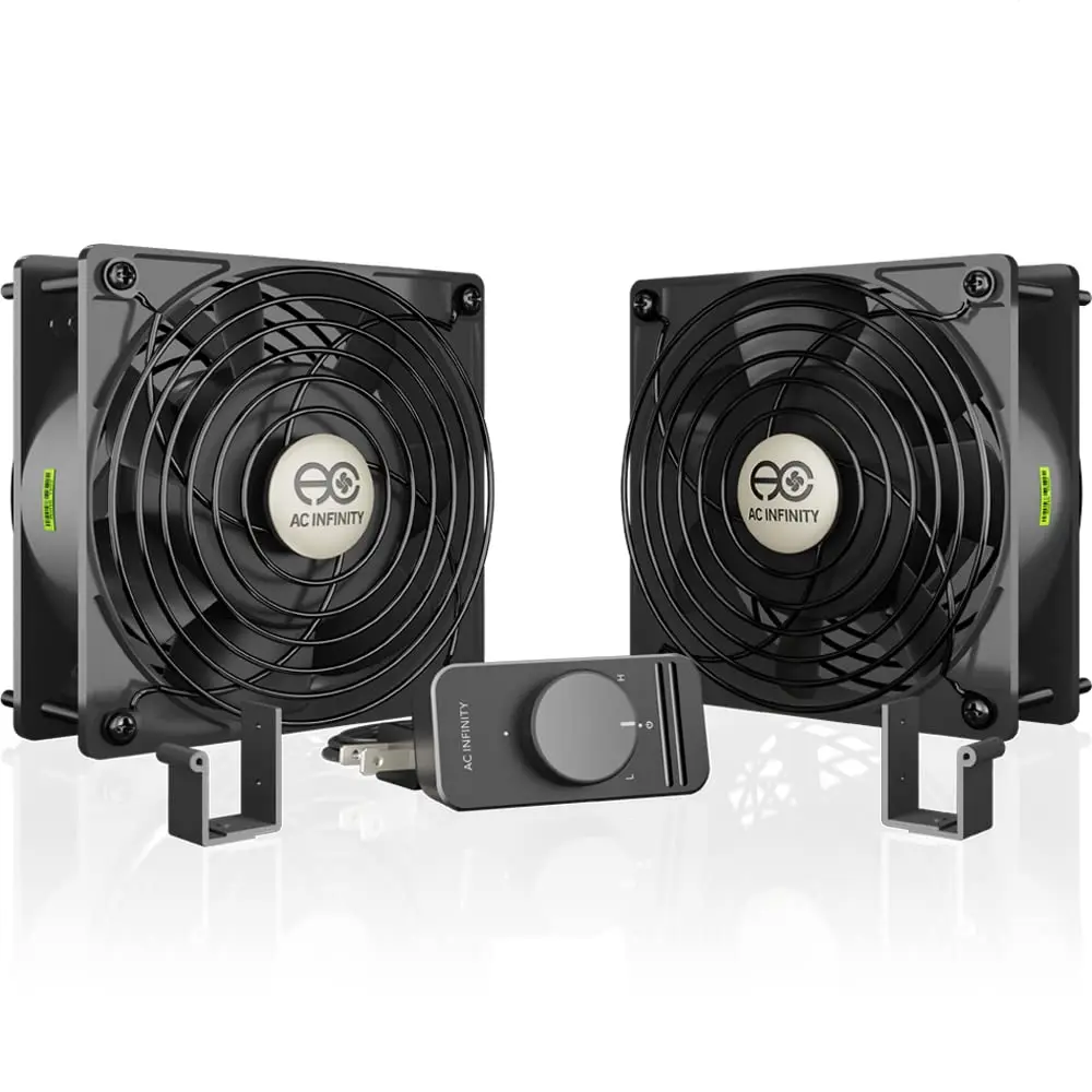 AC Infinity AXIAL S1238D Dual 120mm Muffin Fan with Speed Controller | High Airflow, UL Certified - main product image