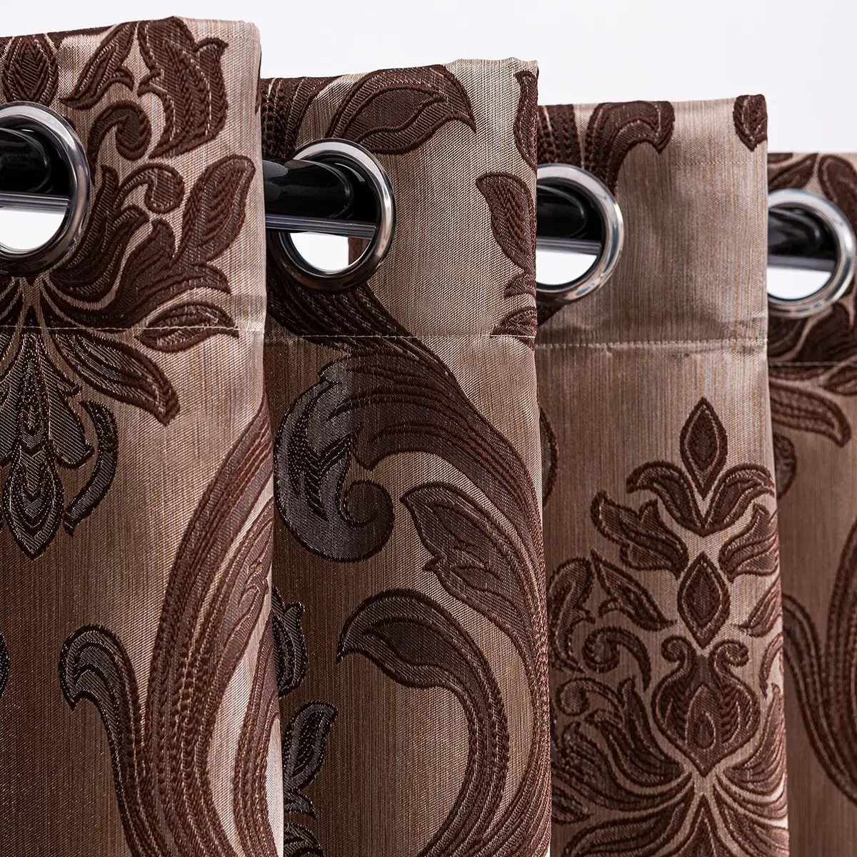 NAPEARL Brown Damask Curtains 52x108 Inches | Victorian Jacquard Living Room Drapes - view 5
