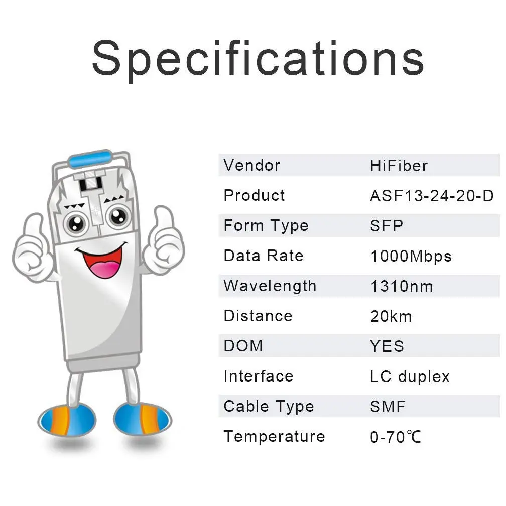 H!Fiber.com 1.25G SFP LC Module 20km SMF | Cisco GLC-LH-SMD Compatible - view 6