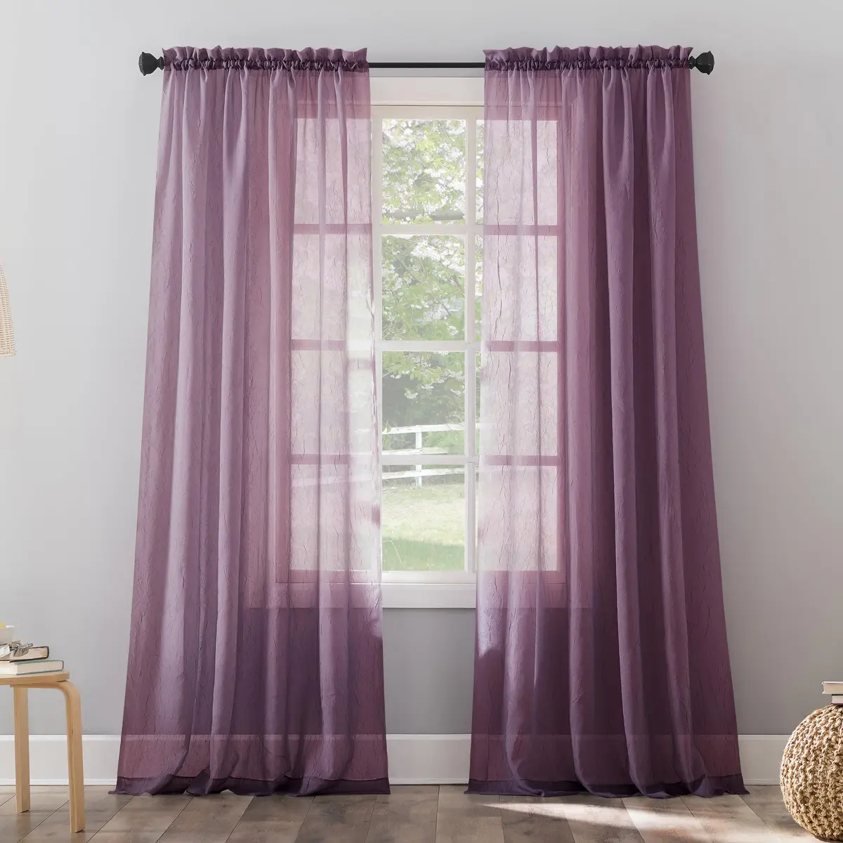 No. 918 Erica Crushed Sheer Voile Curtain Panel 51" x 95" | Elegant Sheer Privacy Layer - main product image