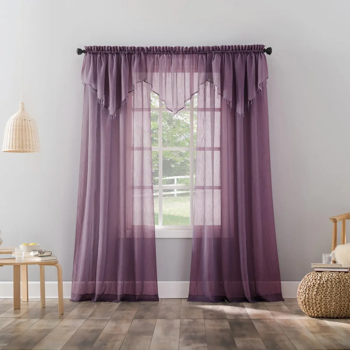 No. 918 Erica Crushed Sheer Voile Curtain Panel 51" x 95" | Elegant Sheer Privacy Layer - view 6