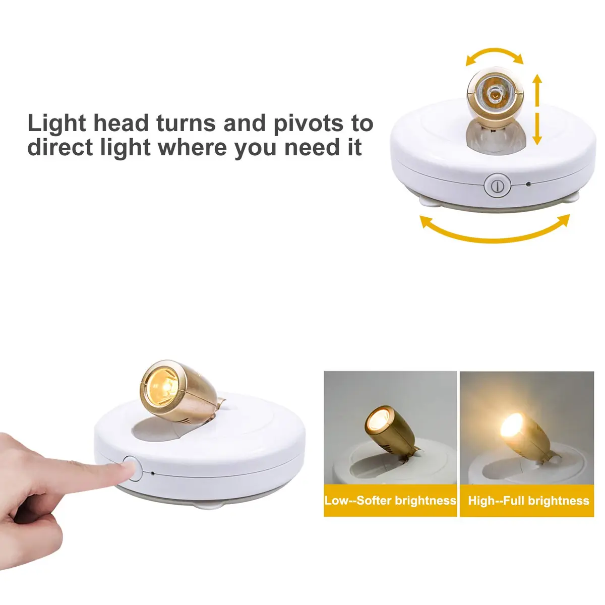 HONWELL Wireless Spotlight Battery Operated LED Puck Lights 2-Pack | Adjustable Direction for Artwork - view 3