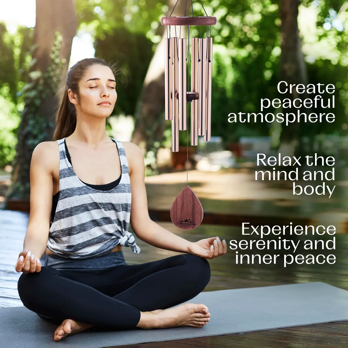 UpBlend Outdoors Havasu Bronze Aluminum Wind Chime 71cm (28") | Hand-Tuned E Major Pentatonic Scale - view 2