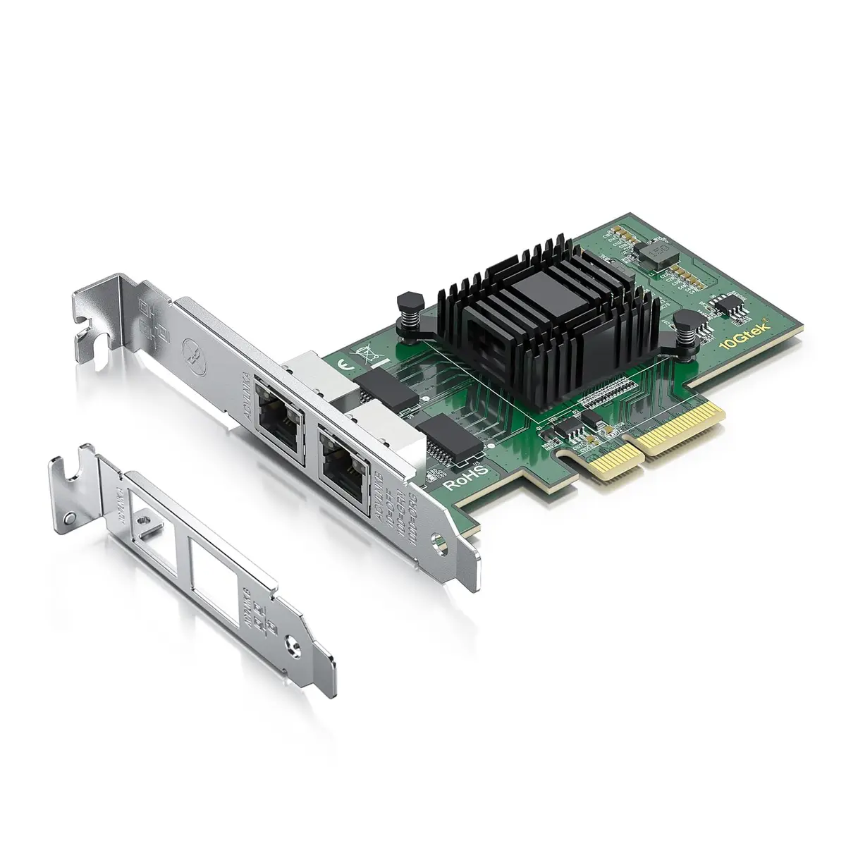 10Gtek Gigabit Ethernet Network Card I350-GE-2T-X4 Dual RJ45 Ports 1Gbps PCIe 2.0 X4 | Intel I350AM2 Controller - main product image