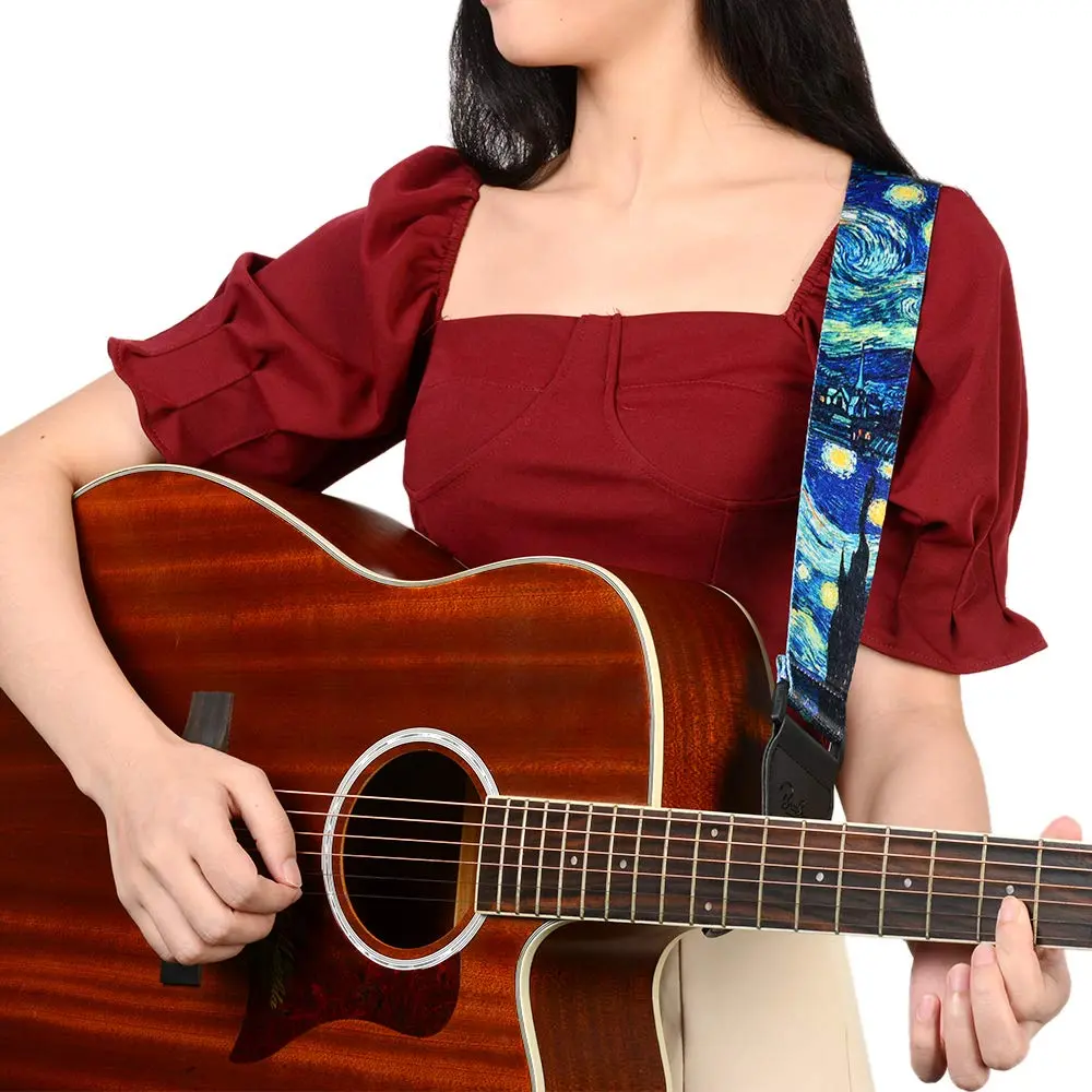 BestSounds Van Gogh Starry Night Guitar Strap Includes Strap Button & 2 Strap Locks, Adjustable Guitar Shoulder Strap For Bass, Electric & Acoustic Guitar - view 5