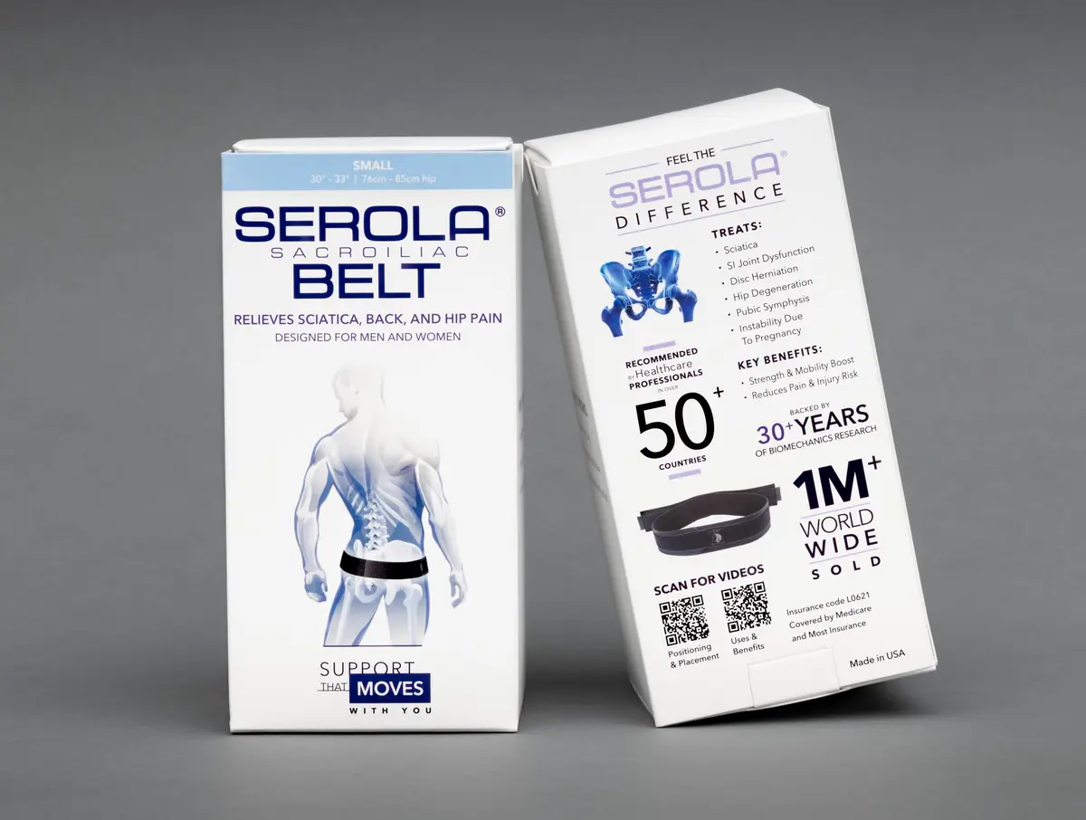 Serola Sacroiliac Belt Small (30-34 inch waist) for SI Joint Dysfunction, Sciatica, Pelvic & Hip Pain Support | Non-Slip Breathable Brace - view 3