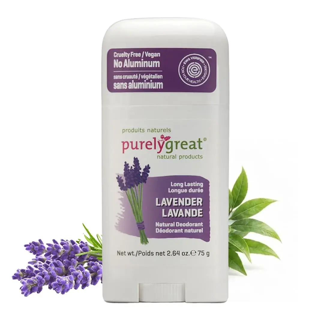 Purelygreat Lavender Scented Natural Deodorant Stick 75g (2.64 oz) | Aluminum-Free Odor Protection - main product image