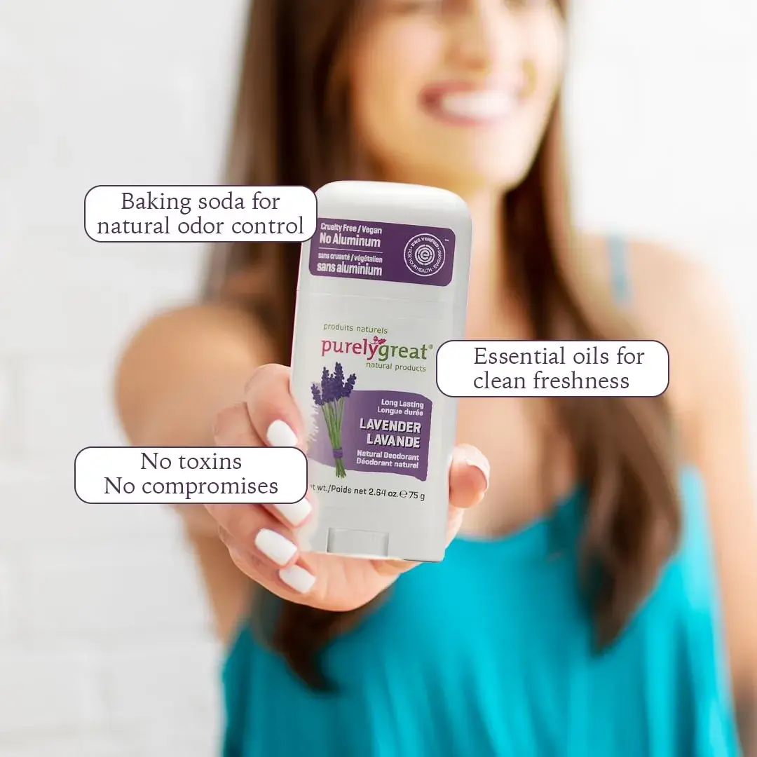 Purelygreat Lavender Scented Natural Deodorant Stick 75g (2.64 oz) | Aluminum-Free Odor Protection - view 6