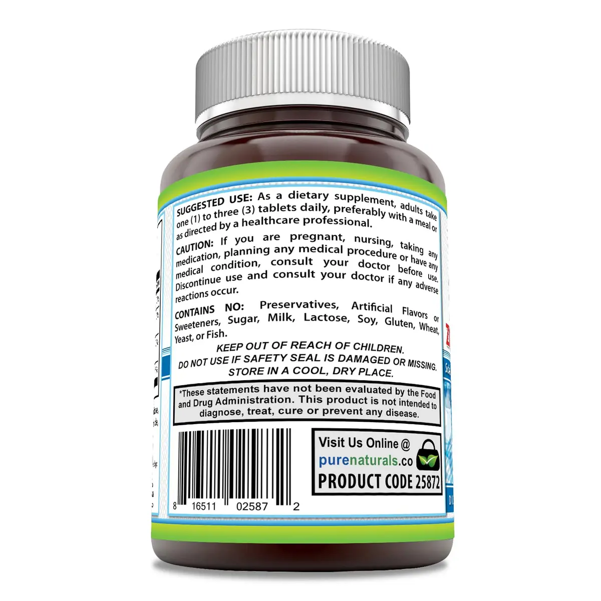 Pure Naturals Calcium Magnesium Zinc Vitamin D3 Supplement | Calcium 1000mg, Magnesium 400mg, Zinc 25mg, Vitamin D3 600 IU | Gluten Free (500 Tablets) - view 3