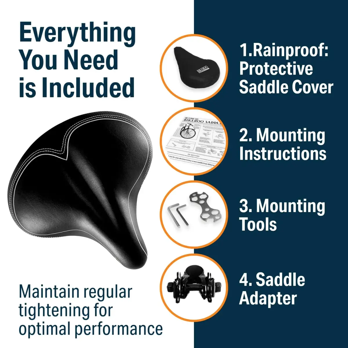 Bikeroo Wide Cruiser Saddle Black 25.9 cm (10.2 in) | Comfort Seat for Upright Riding - view 4