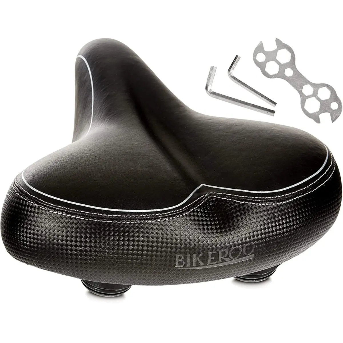 Bikeroo Wide Cruiser Saddle Black 25.9 cm (10.2 in) | Comfort Seat for Upright Riding - main product image
