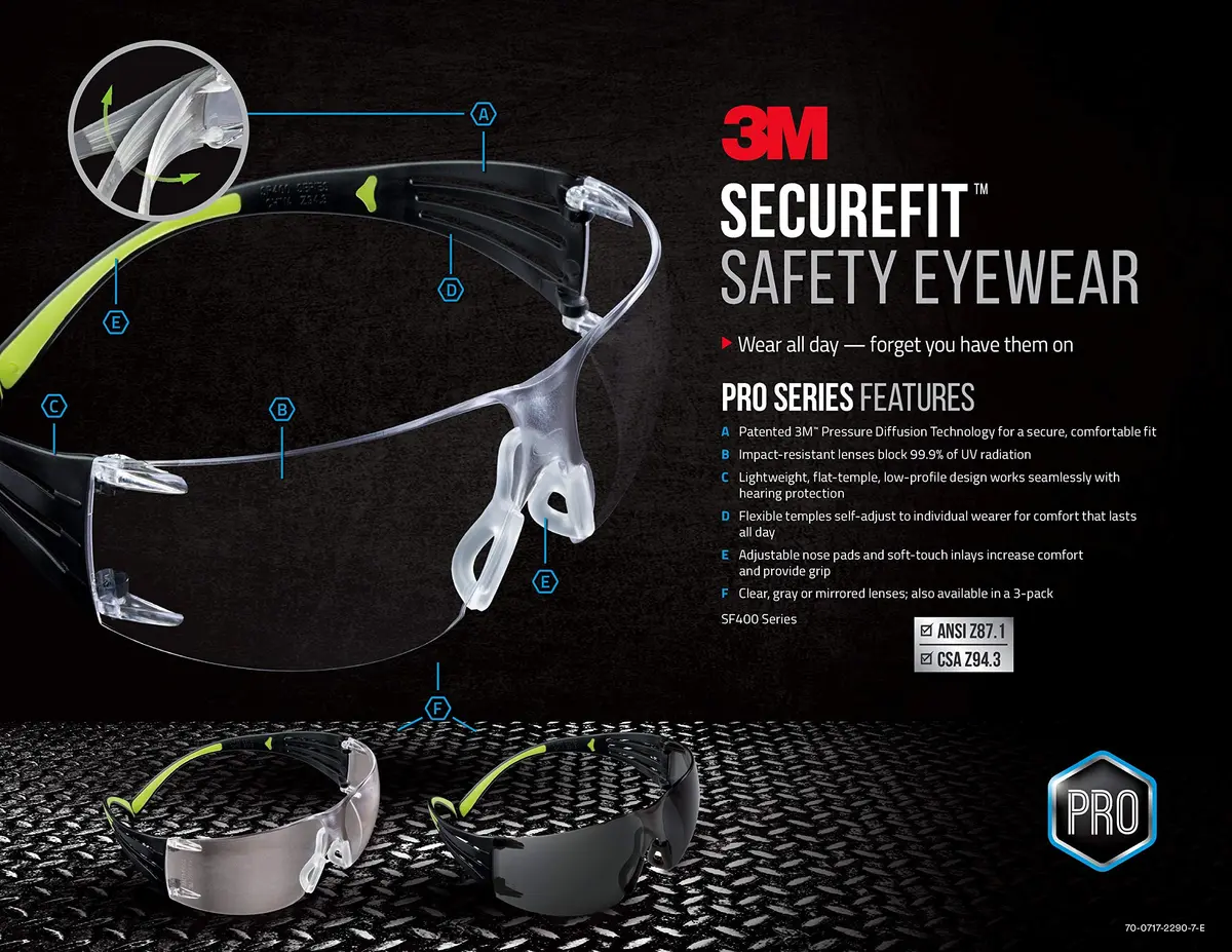 3M SecureFit 400 Safety Eyewear, Clear Anti-Fog, 1 Count (Pack of 1) | Impact-Resistant, Comfortable Fit - view 4
