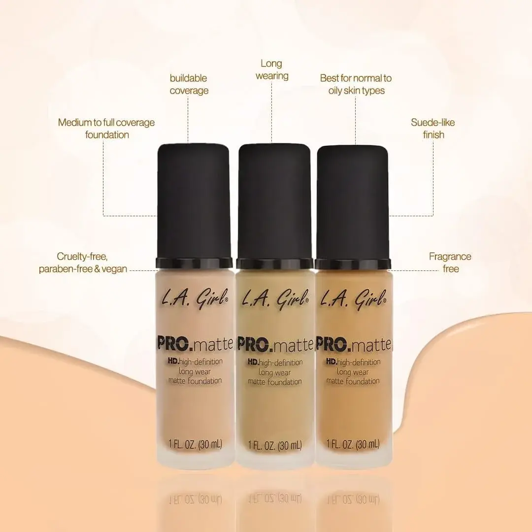 L.A. Girl PRO.Matte Foundation Bisque GLM672 118ml (4 Fl Oz) | Shine-Free All Day Wear - view 5