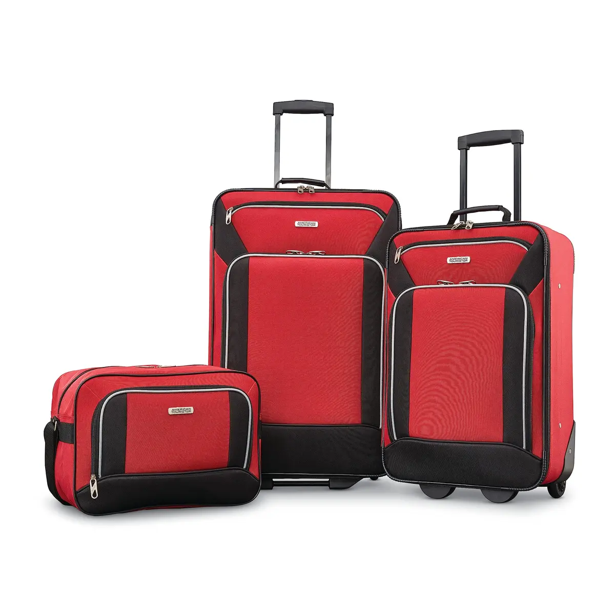 American Tourister Fieldbrook XLT Softside Luggage Set 3-Piece | Lightweight Polyester, Red/Black - main product image