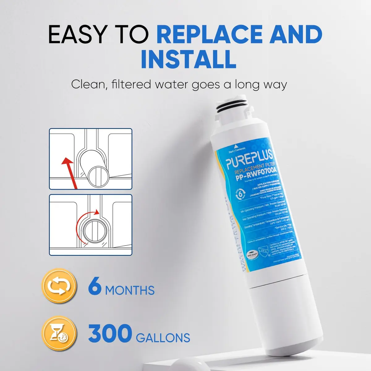 PUREPLUS RWF0700A Water Filter Replacement for Samsung HAF-CIN/EXP | NSF Certified, 3 Pack - view 6
