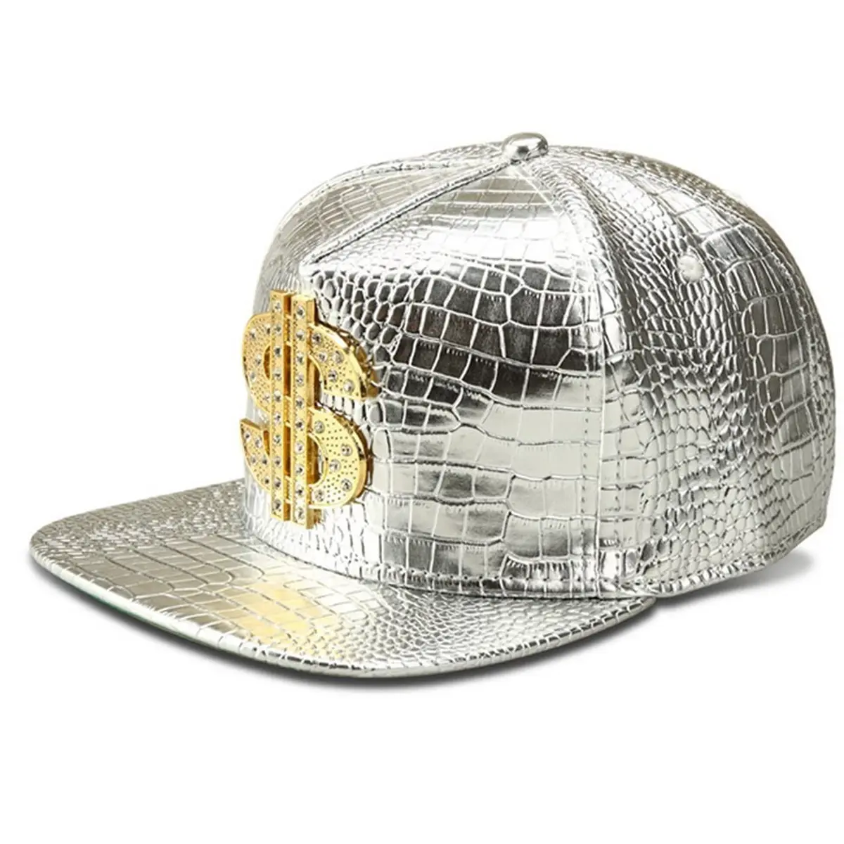 Wikavanli Silver Hip Hop Hat with Flat Brim and Snapback Closure | Adjustable for Men and Women - main product image