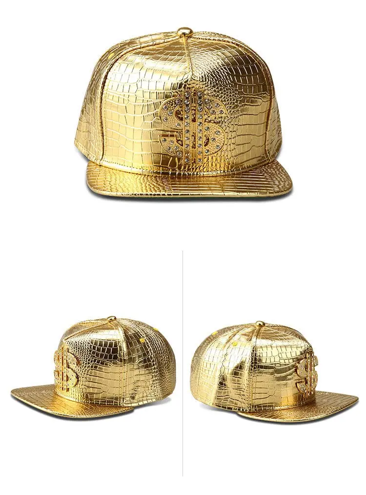 Wikavanli Gold Hip Hop Hat, Flat-Brimmed Rock Cap, Adjustable Snapback for Men and Women | One Size Fits Most - view 4
