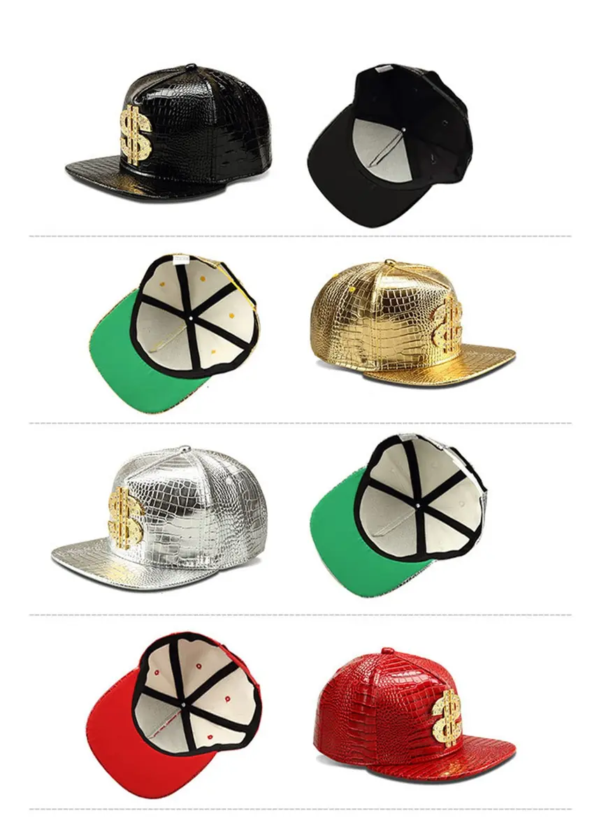 Wikavanli Gold Hip Hop Hat, Flat-Brimmed Rock Cap, Adjustable Snapback for Men and Women | One Size Fits Most - view 5