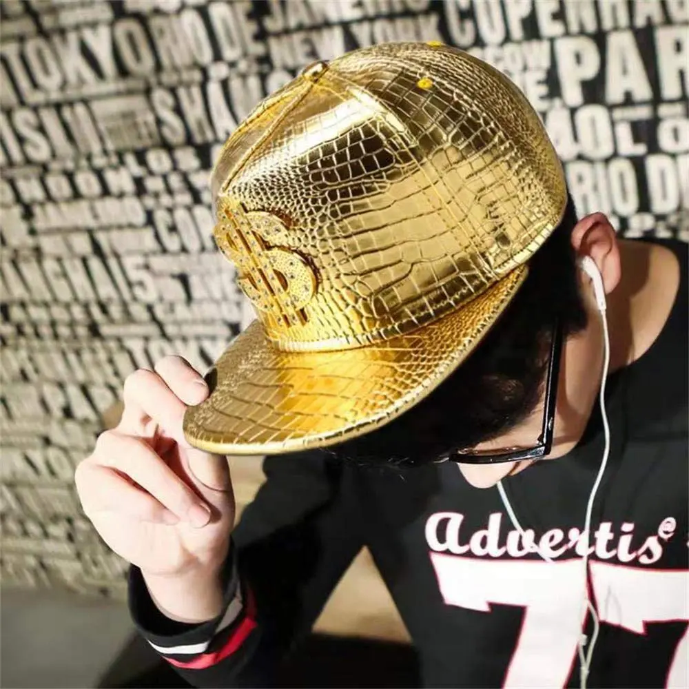 Wikavanli Gold Hip Hop Hat, Flat-Brimmed Rock Cap, Adjustable Snapback for Men and Women | One Size Fits Most - view 6