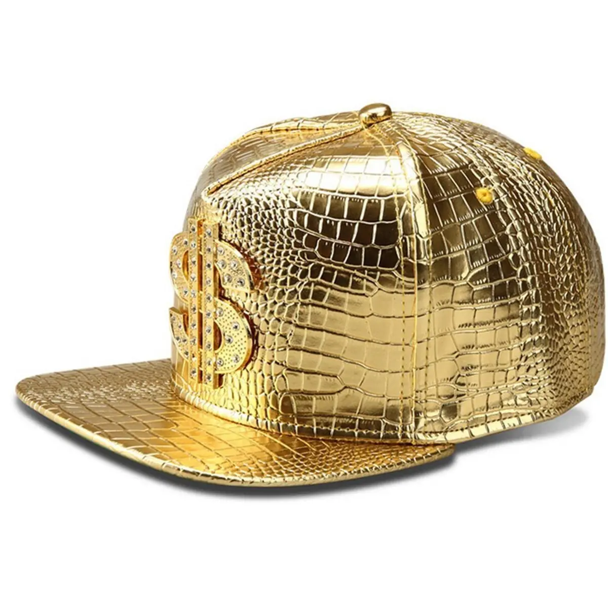 Wikavanli Gold Hip Hop Hat, Flat-Brimmed Rock Cap, Adjustable Snapback for Men and Women | One Size Fits Most - main product image
