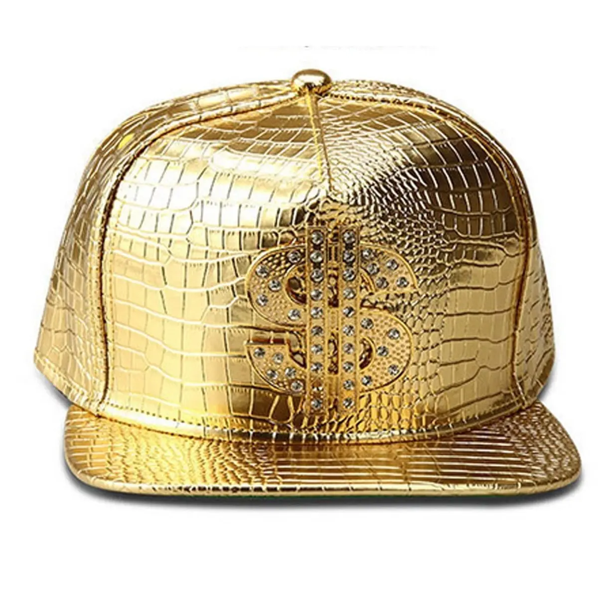 Wikavanli Gold Hip Hop Hat, Flat-Brimmed Rock Cap, Adjustable Snapback for Men and Women | One Size Fits Most - view 2