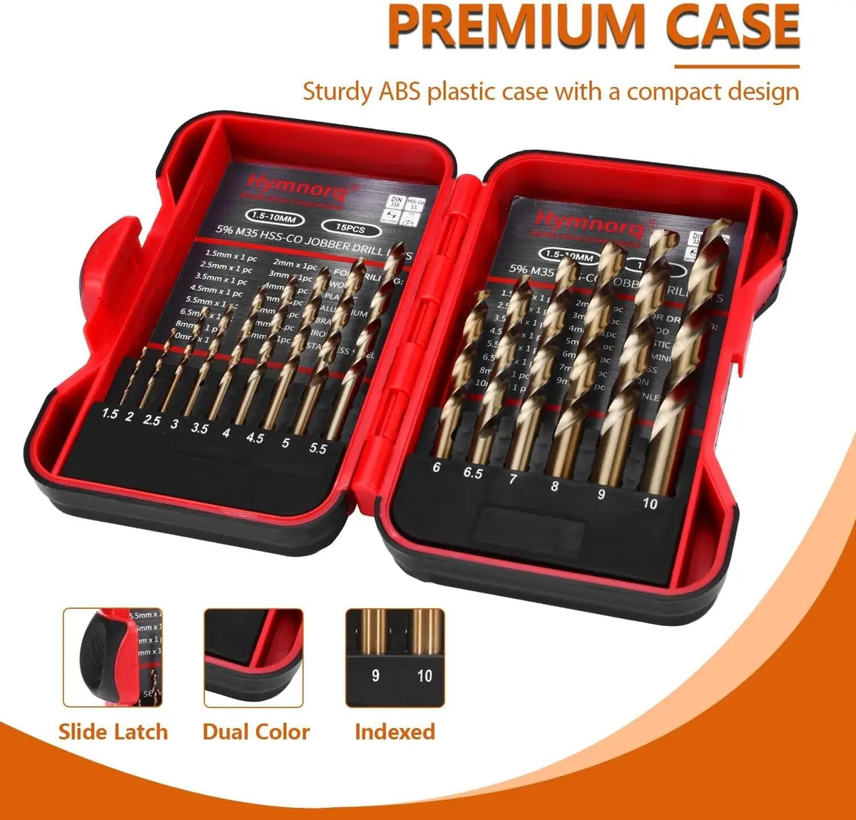 HYMNORQ M35 Cobalt Drill Bit Set 1.5-10mm (15-Piece) | Industrial Grade HSS-Co for Hard Metals - view 9